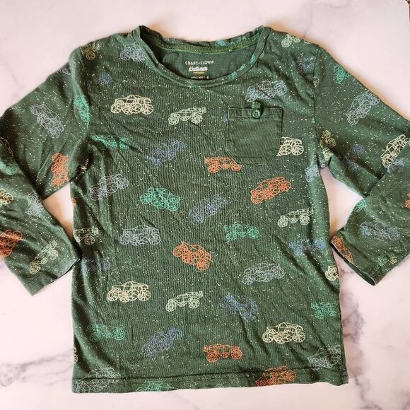 Craft + Flow boys pine Green long sleeve constellation shirt Henley 100% cotton - Picture 1 of 5